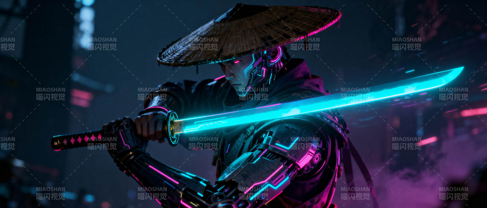 霓虹武士夜行图片