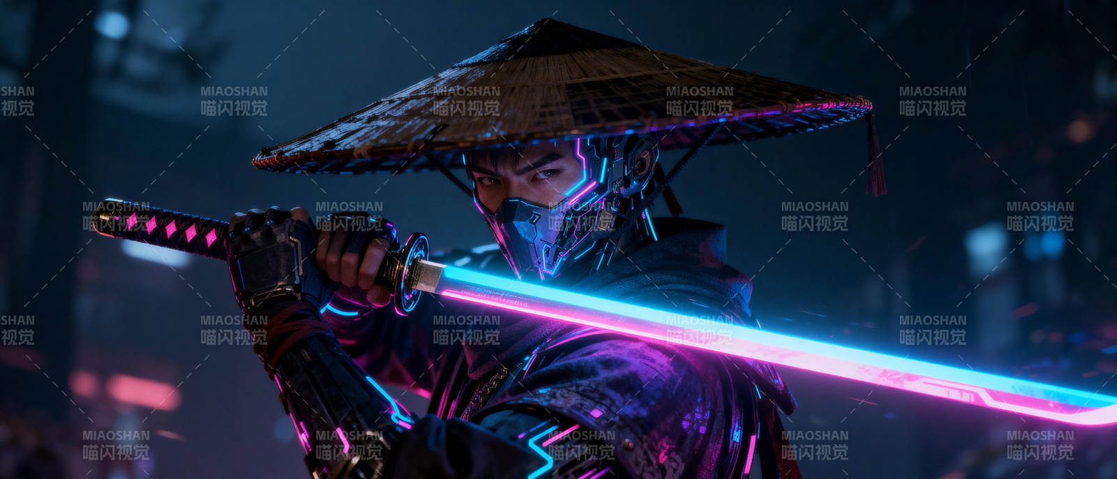 霓虹武士夜行图片