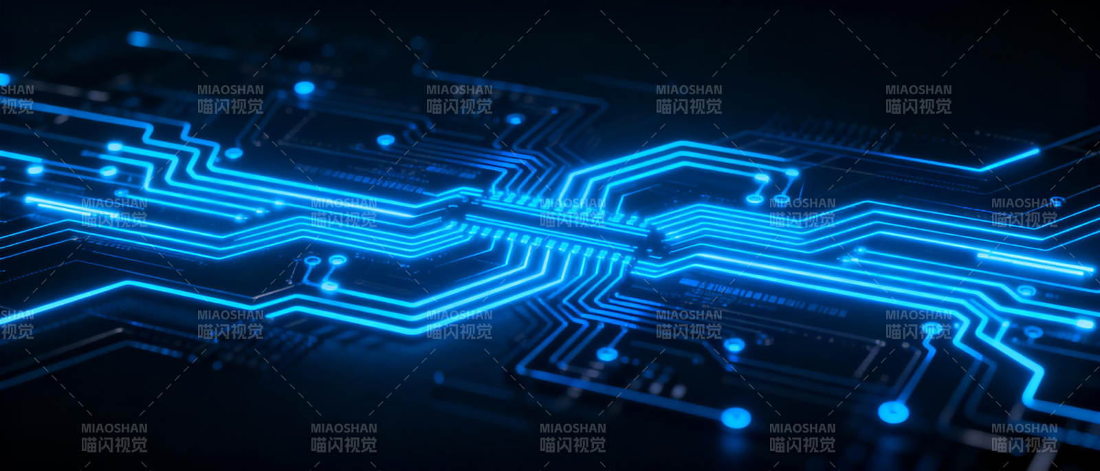 蓝色电路板光影图片