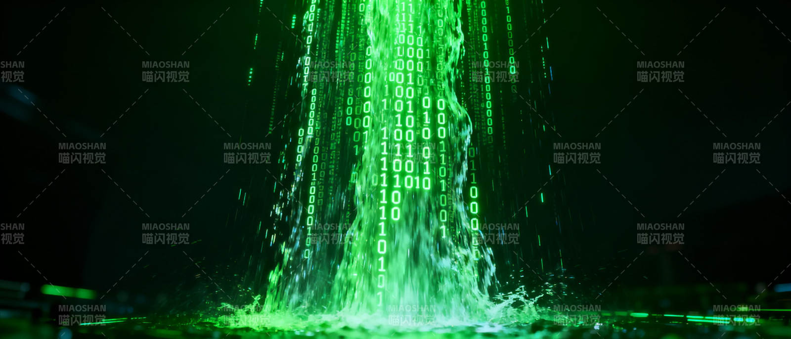 绿色代码瀑布图片