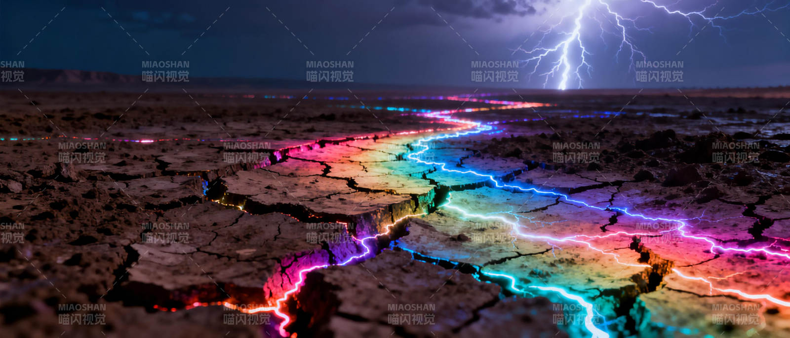 彩虹裂谷闪电夜图片