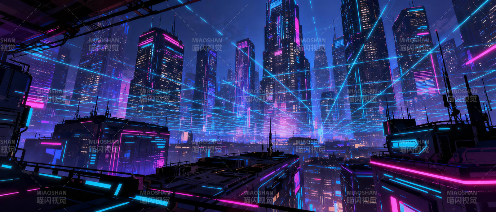 霓虹都市夜景图片