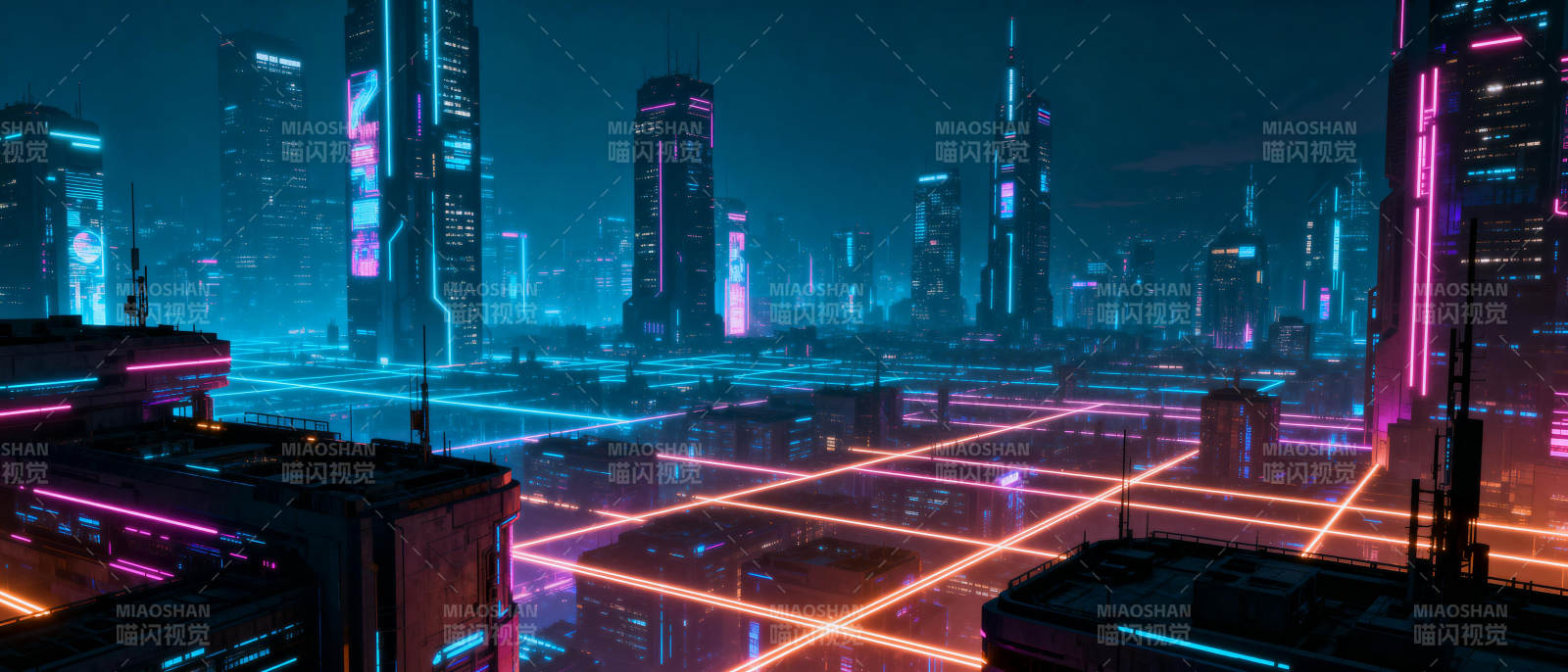 霓虹都市夜景图片