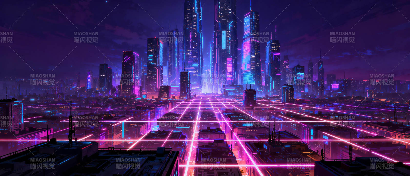 霓虹都市夜景图片