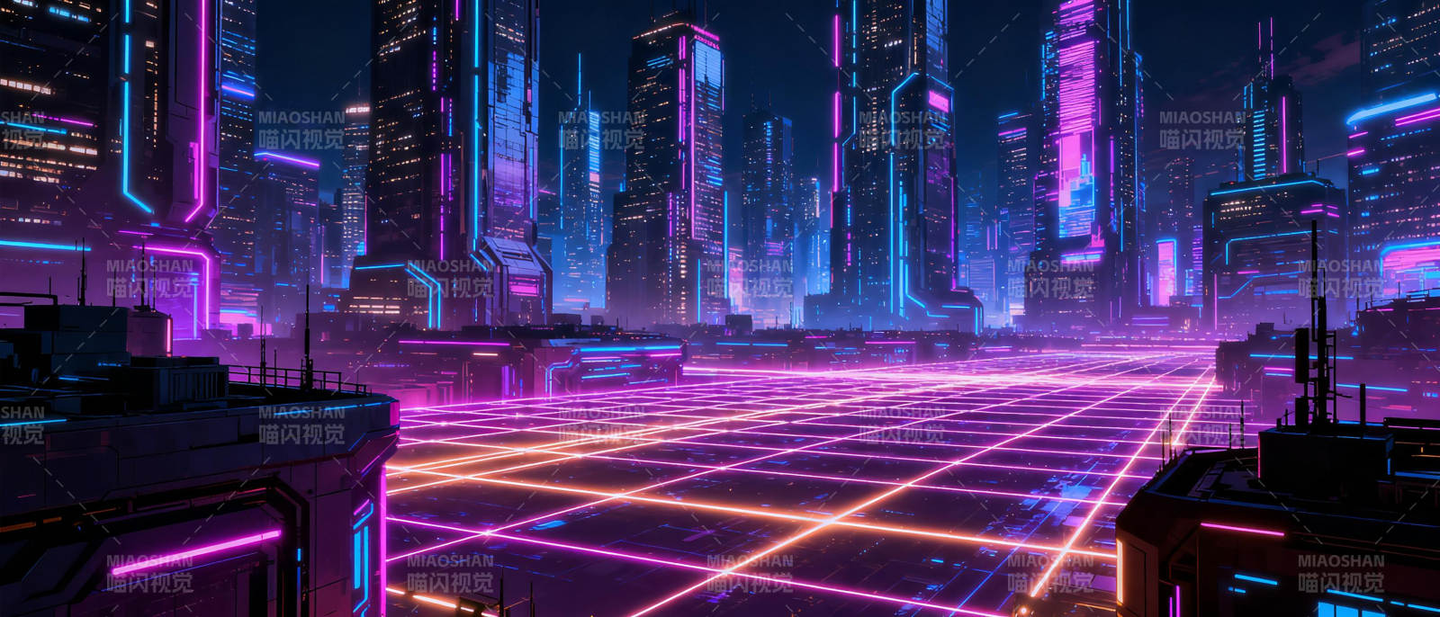 霓虹都市夜景图片