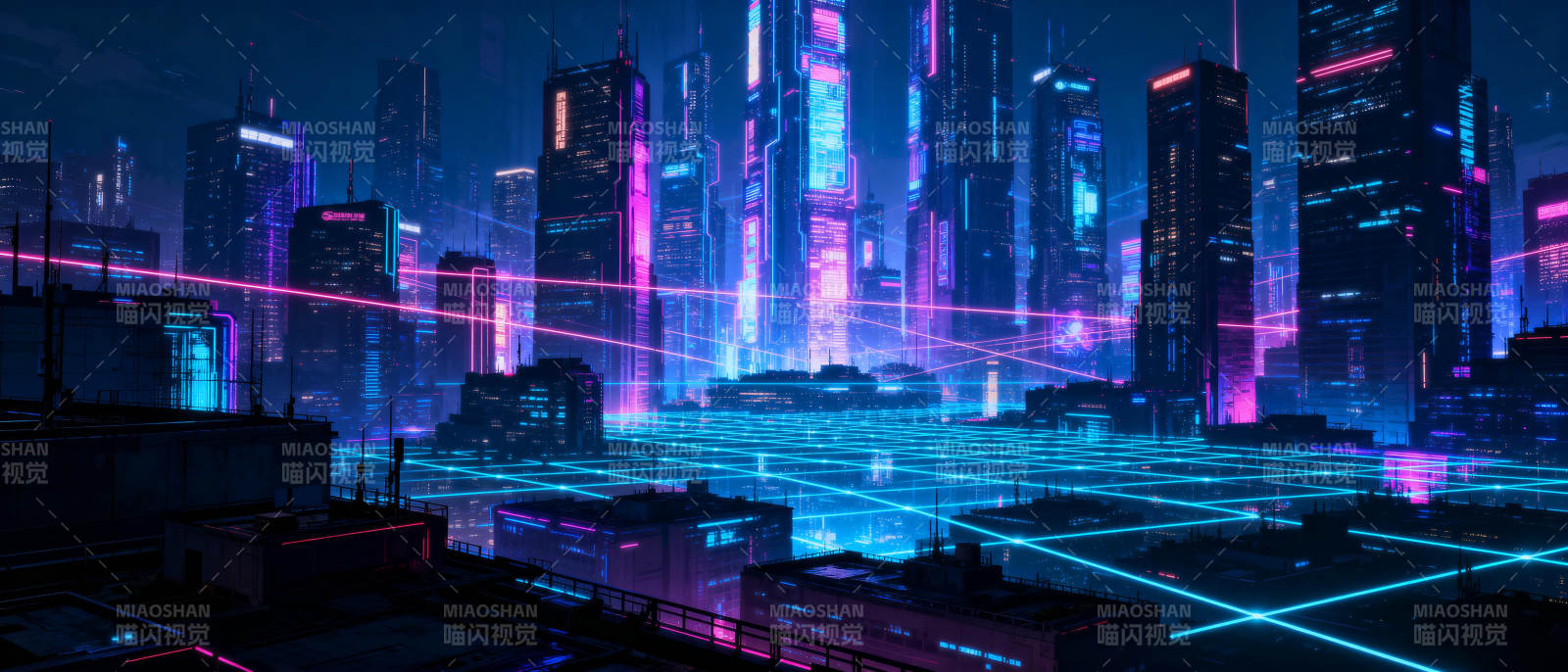 霓虹都市夜景图片