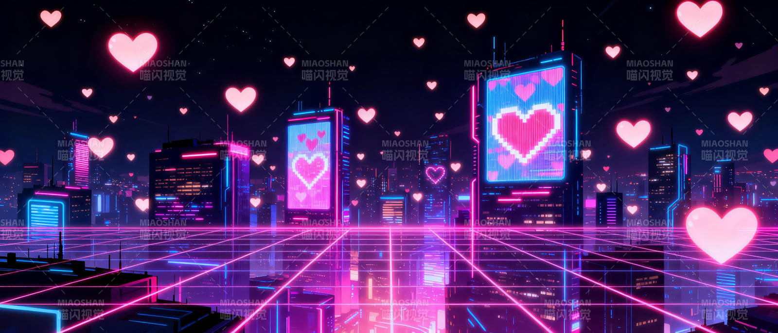 霓虹心城夜景图片