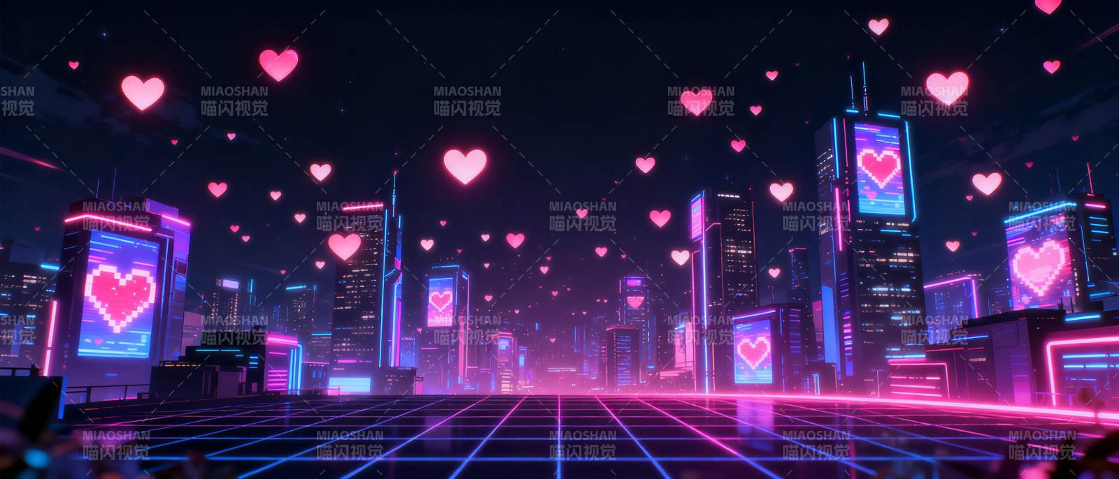 霓虹心城夜景图片