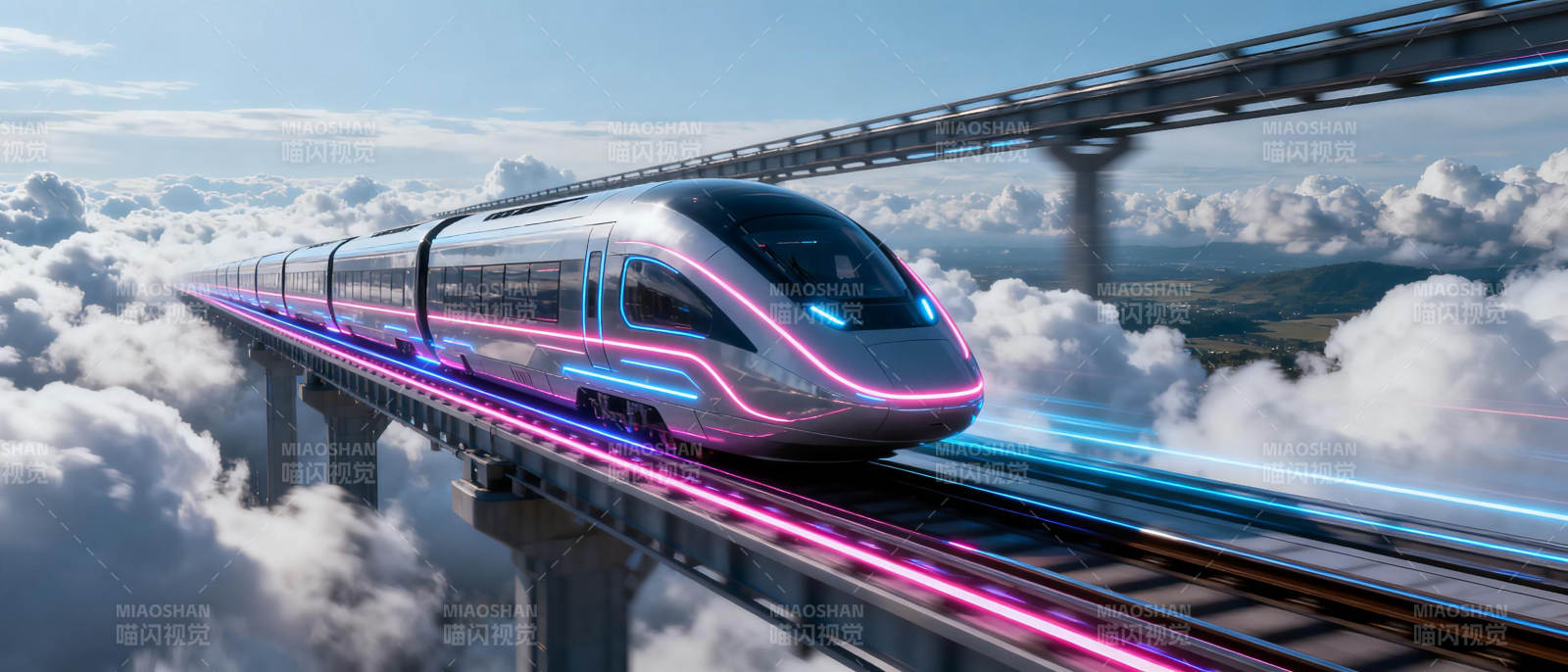 未来高铁穿云而行图片