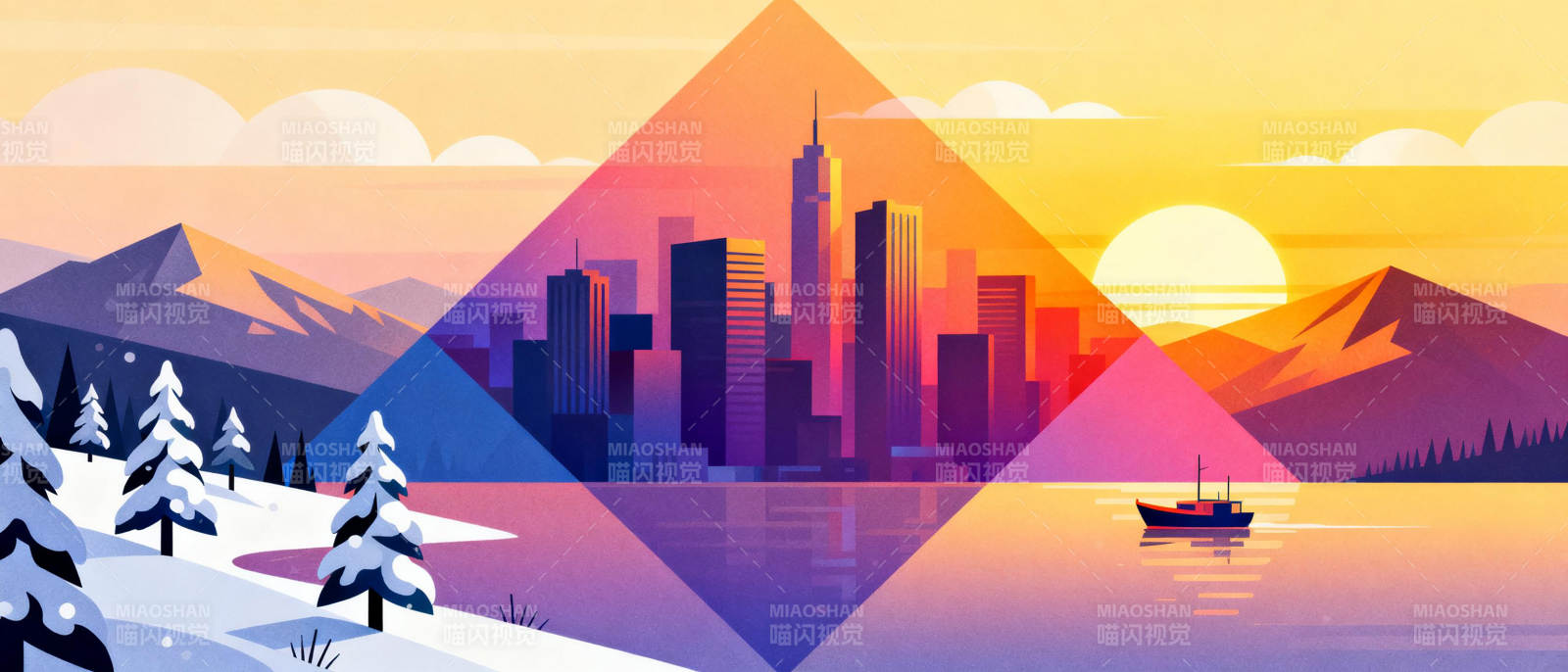 冬日城市剪影图片