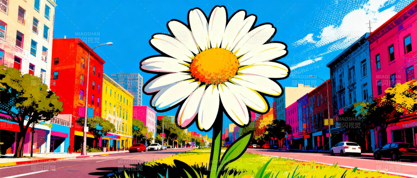 城市中的大雏菊图片