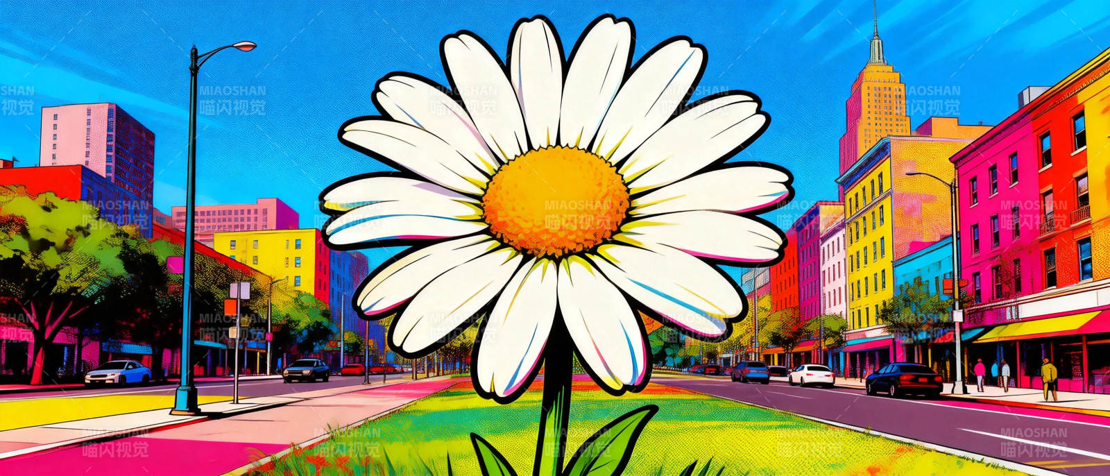 城市中的大雏菊图片