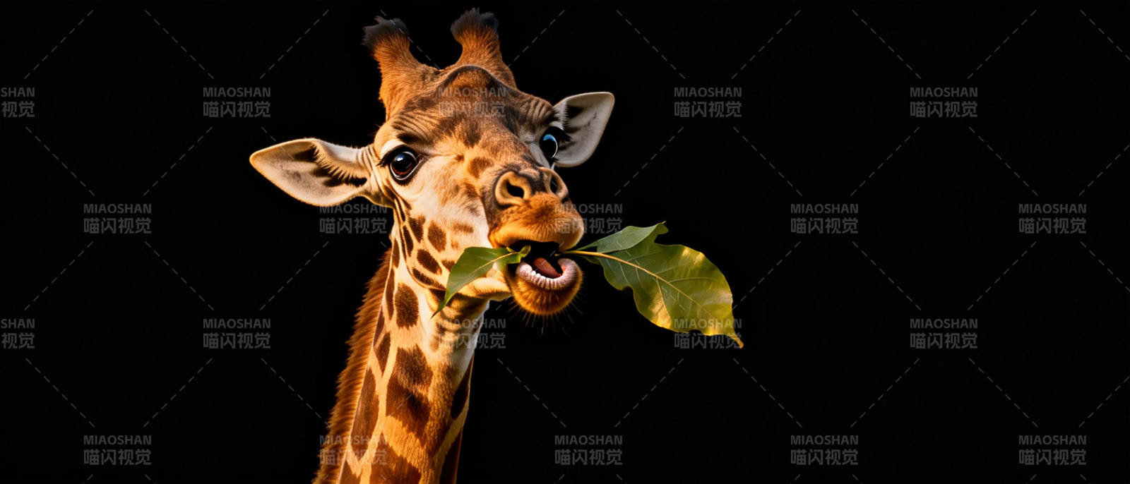 长颈鹿吃叶图片