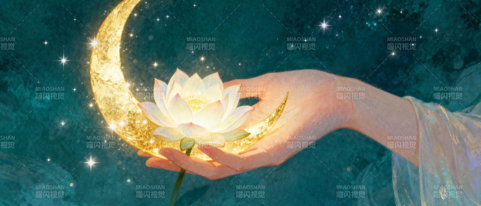 月光下的莲花图片