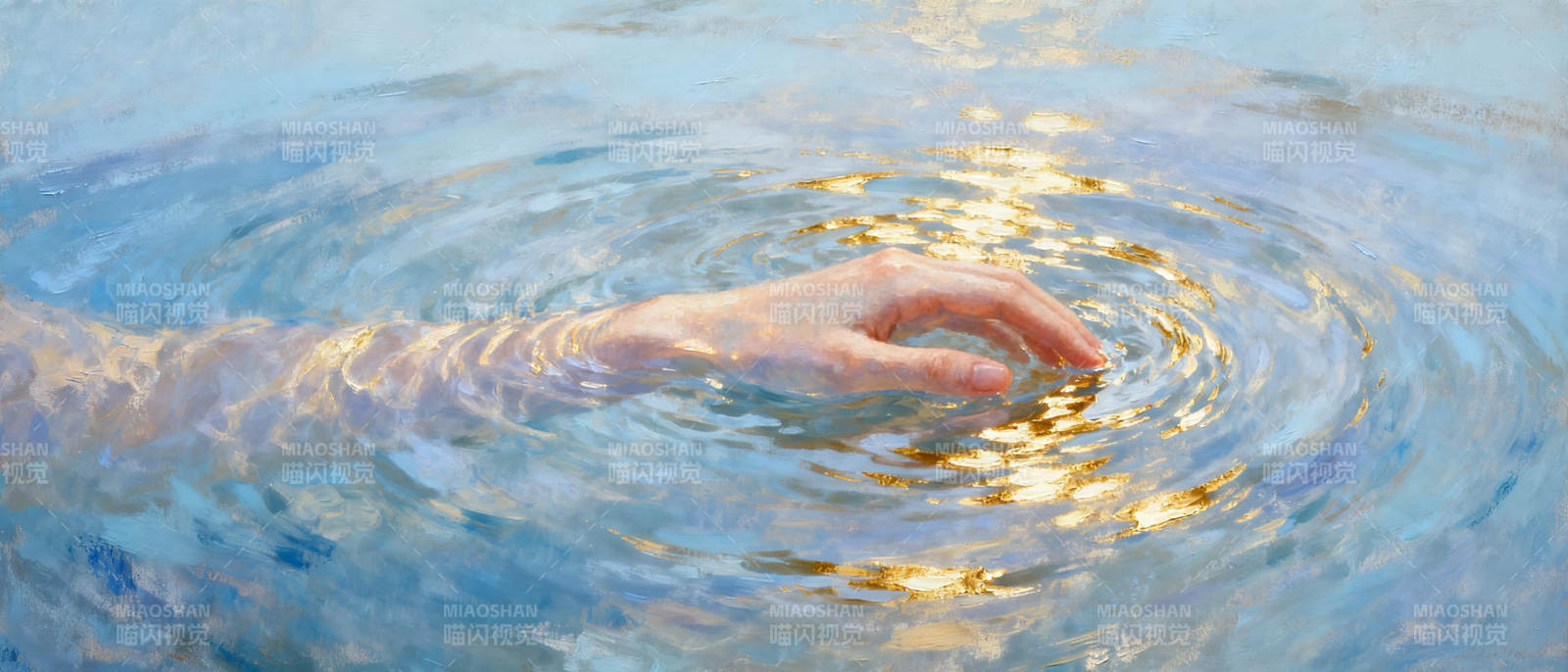 水波中的手图片