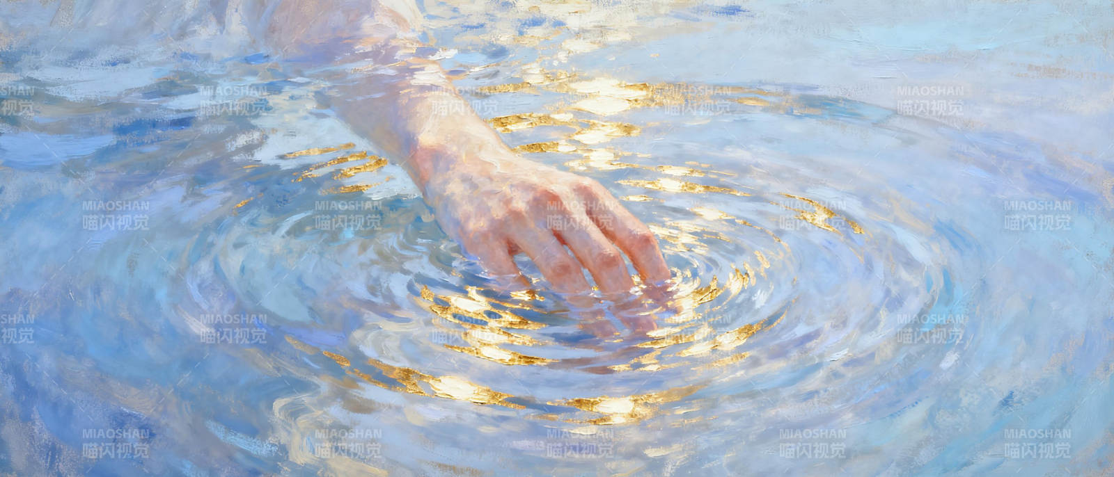 水波轻漾 手触清涟图片