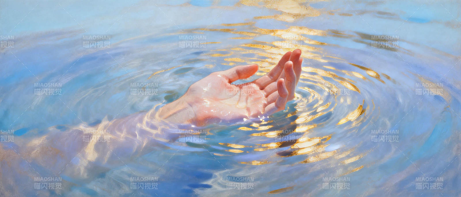 水中之手图片