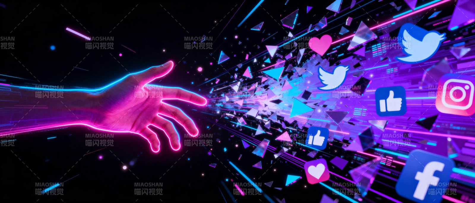 数字之手触碰社交宇宙图片