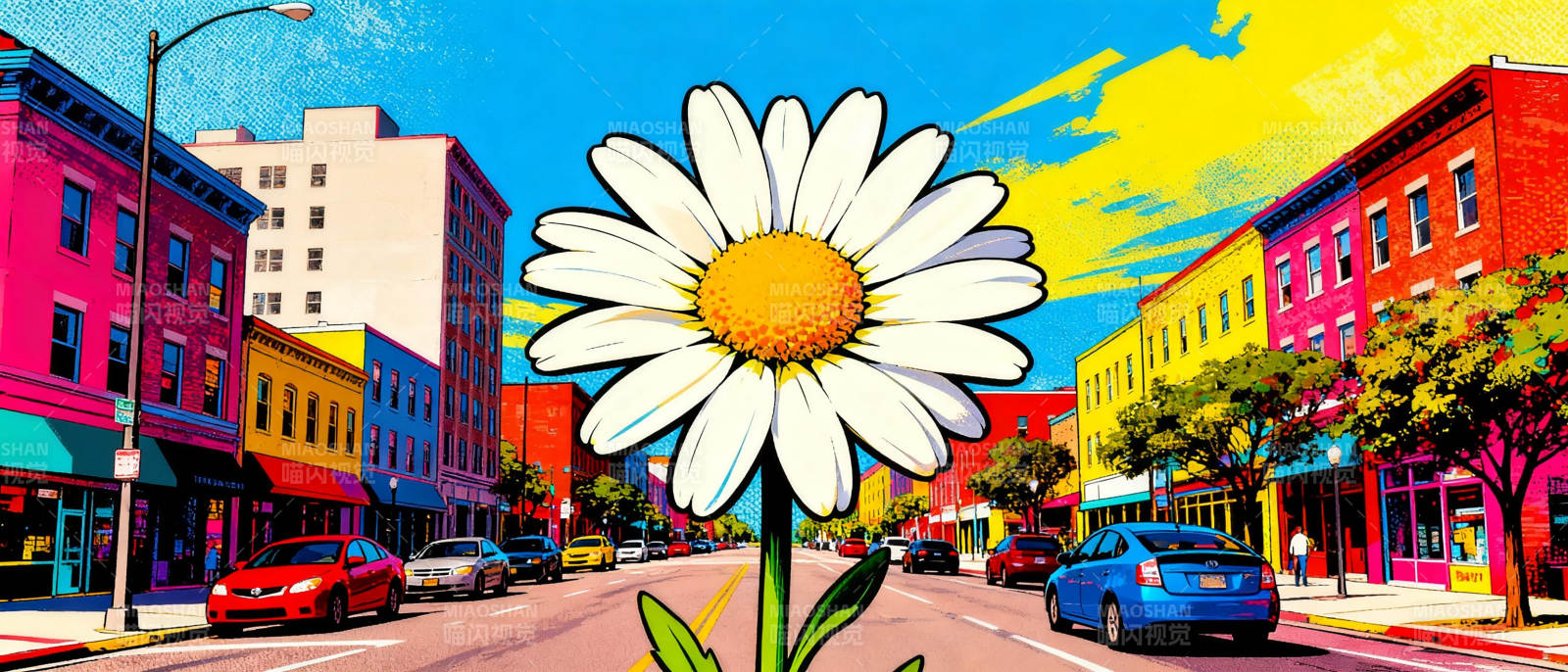 城市中的大雏菊图片