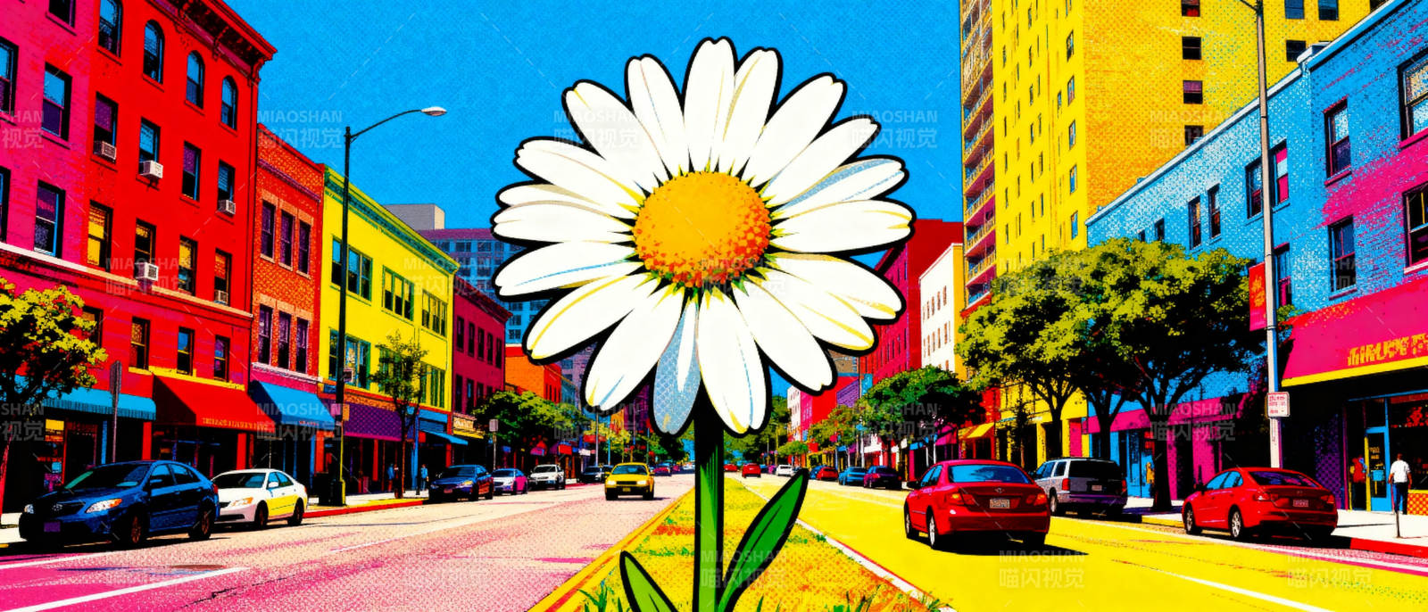 城市中的大雏菊图片