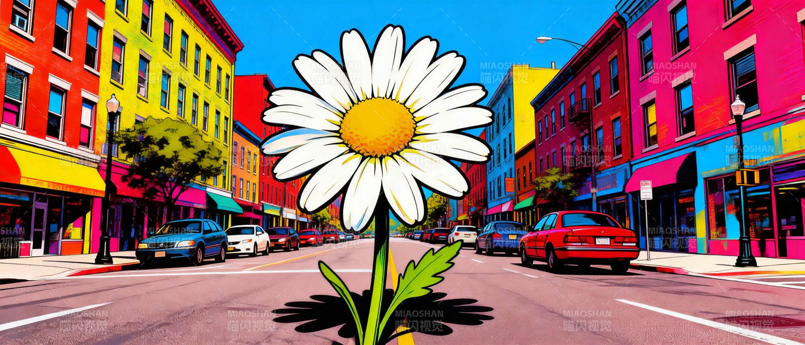 城市中的大雏菊图片