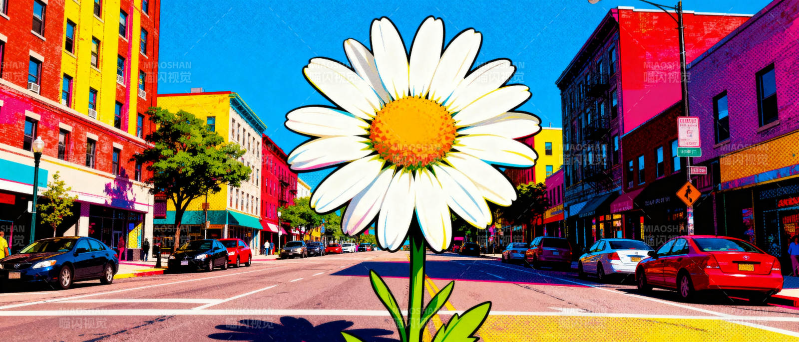 城市中的大雏菊图片
