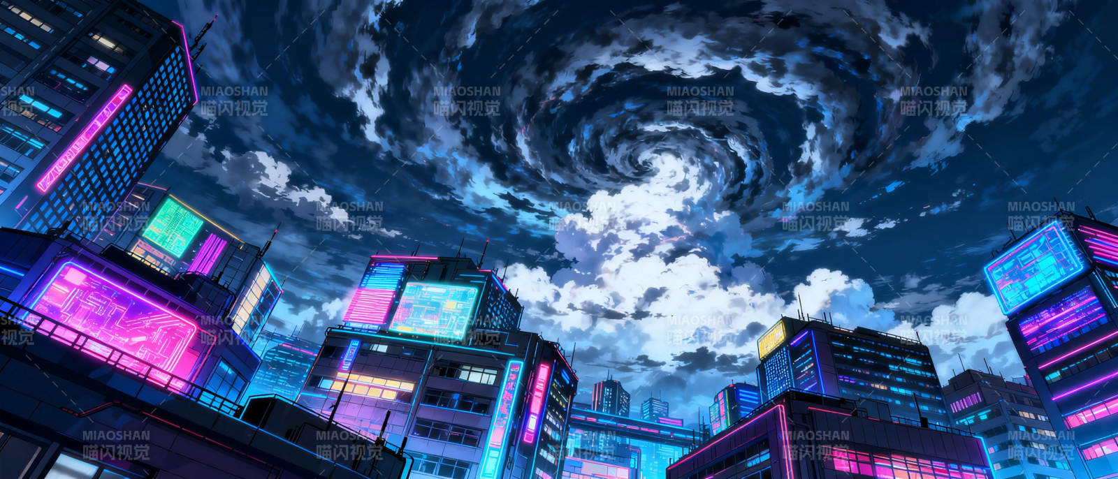 霓虹都市风暴夜图片