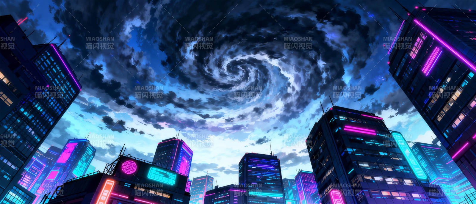 霓虹漩涡夜城图片