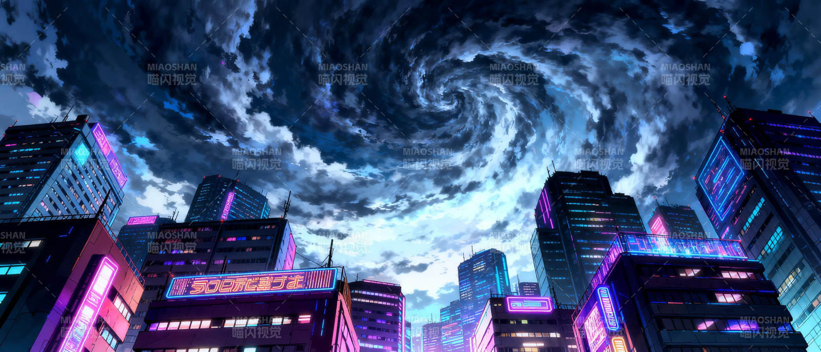 霓虹都市风暴夜图片