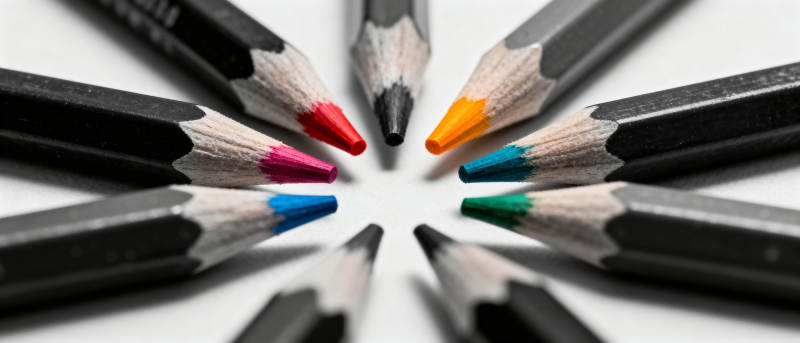 彩色铅笔环绕排列图片