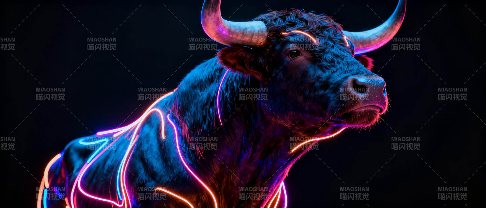霓虹牛影图片