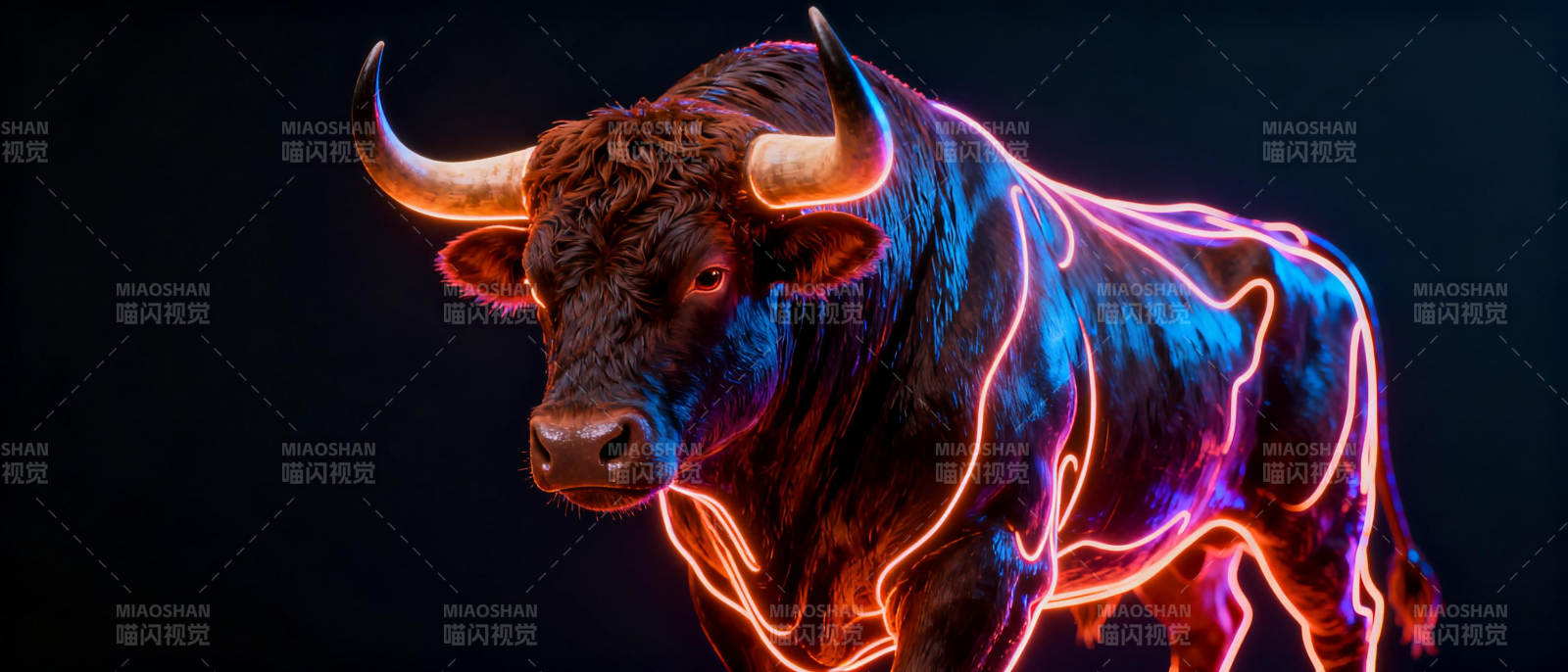 霓虹牛影图片
