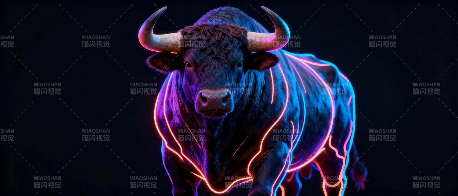 霓虹牛影图片