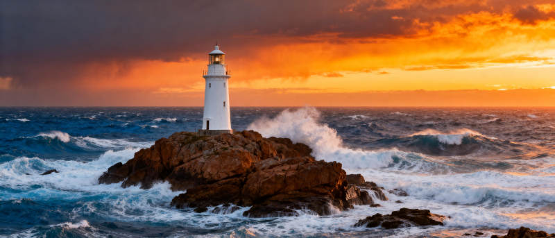 灯塔守望海天之际图片