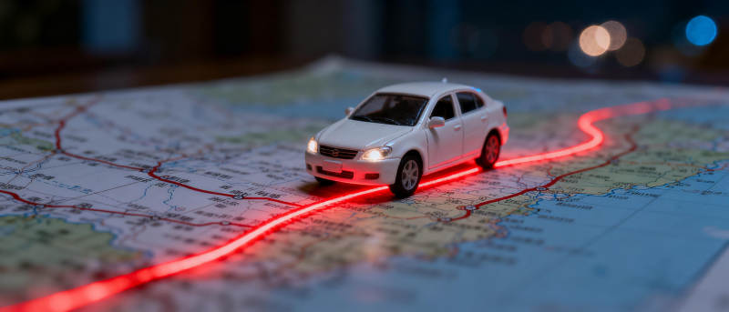 地图上的红色轨迹图片