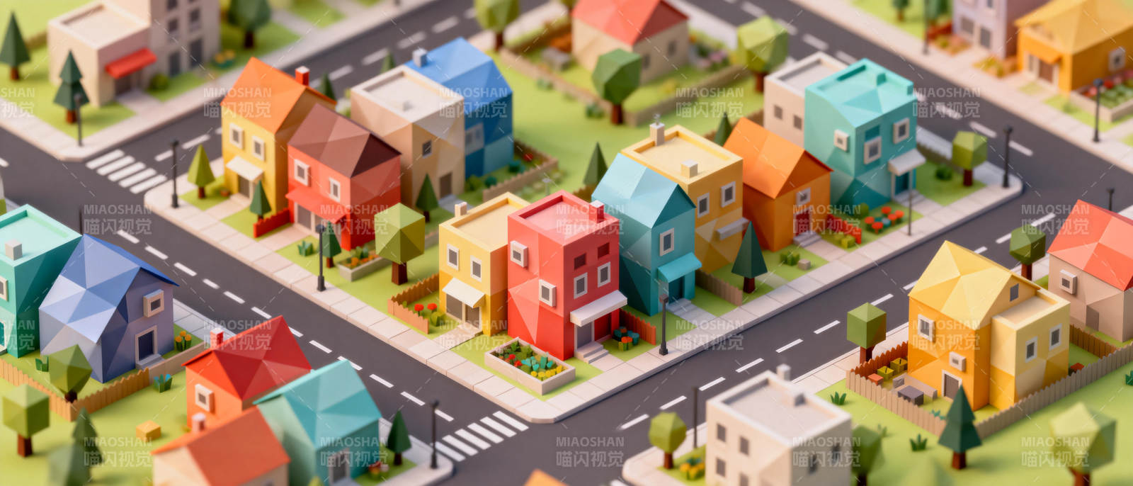 彩色小镇街景图片