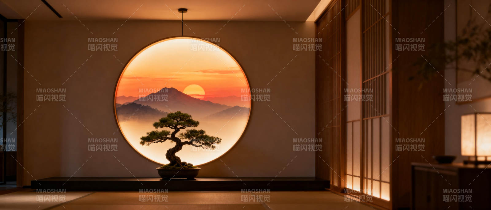 日落松影禅意居图片