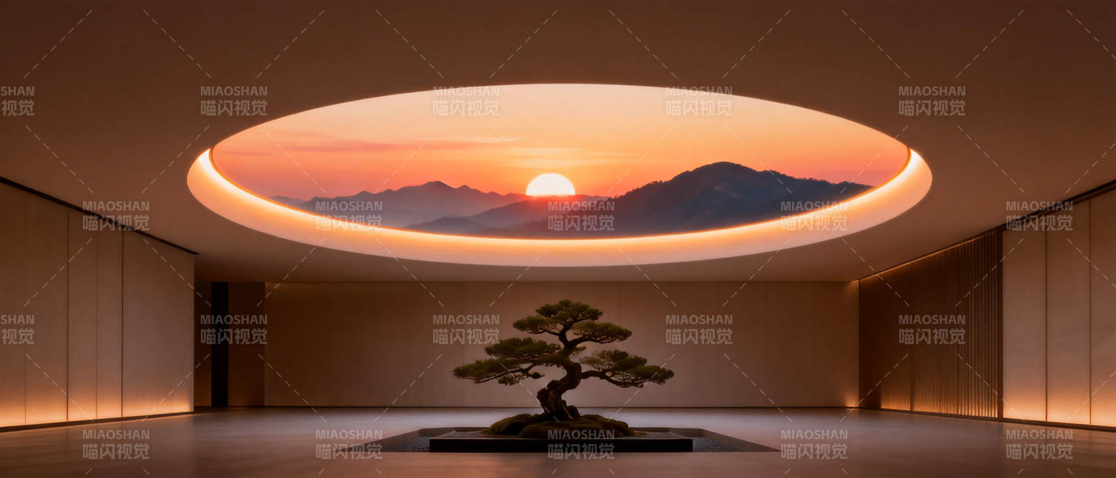 禅意空间 日落如画图片