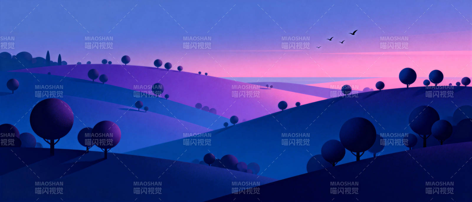 紫霞暮色山野图片