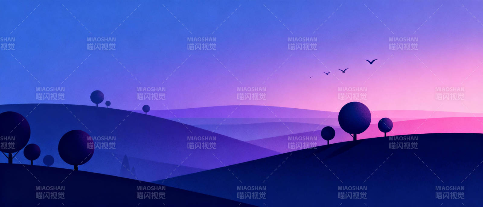 紫霞暮色山丘图片