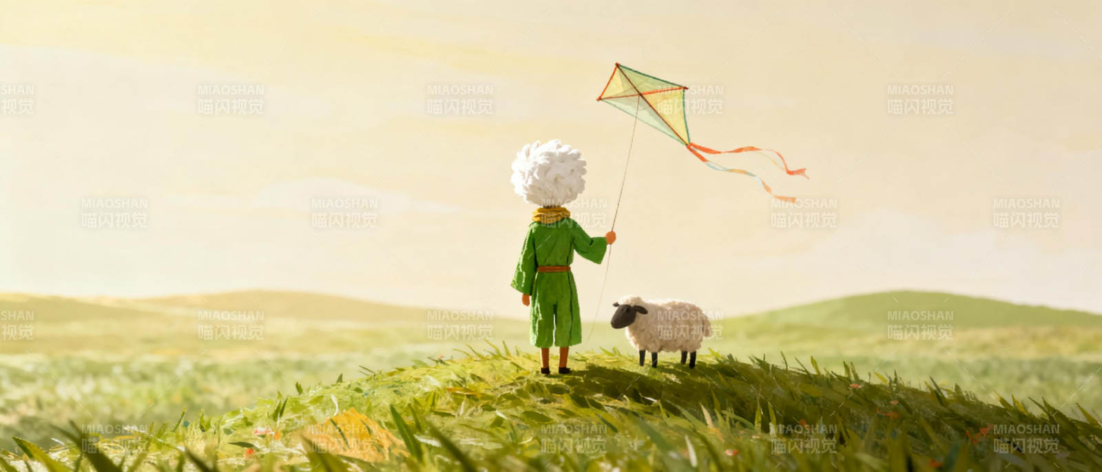 老妇人放风筝图片