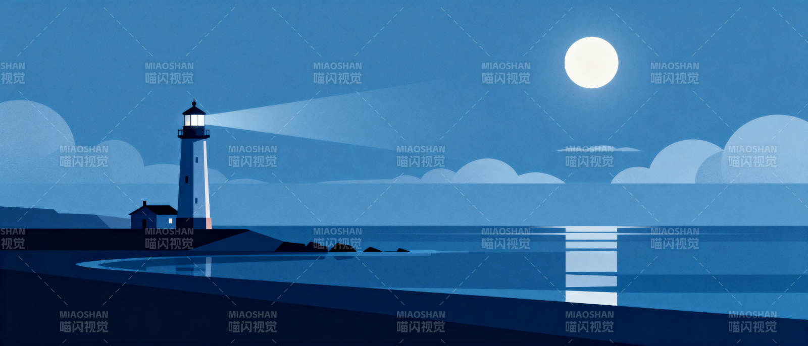 月夜灯塔图片