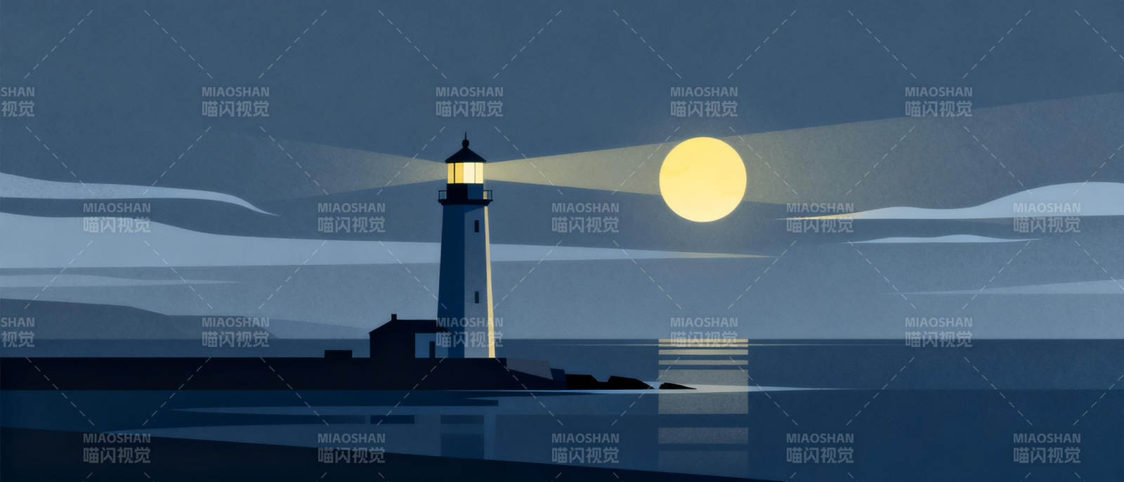 月夜灯塔图片