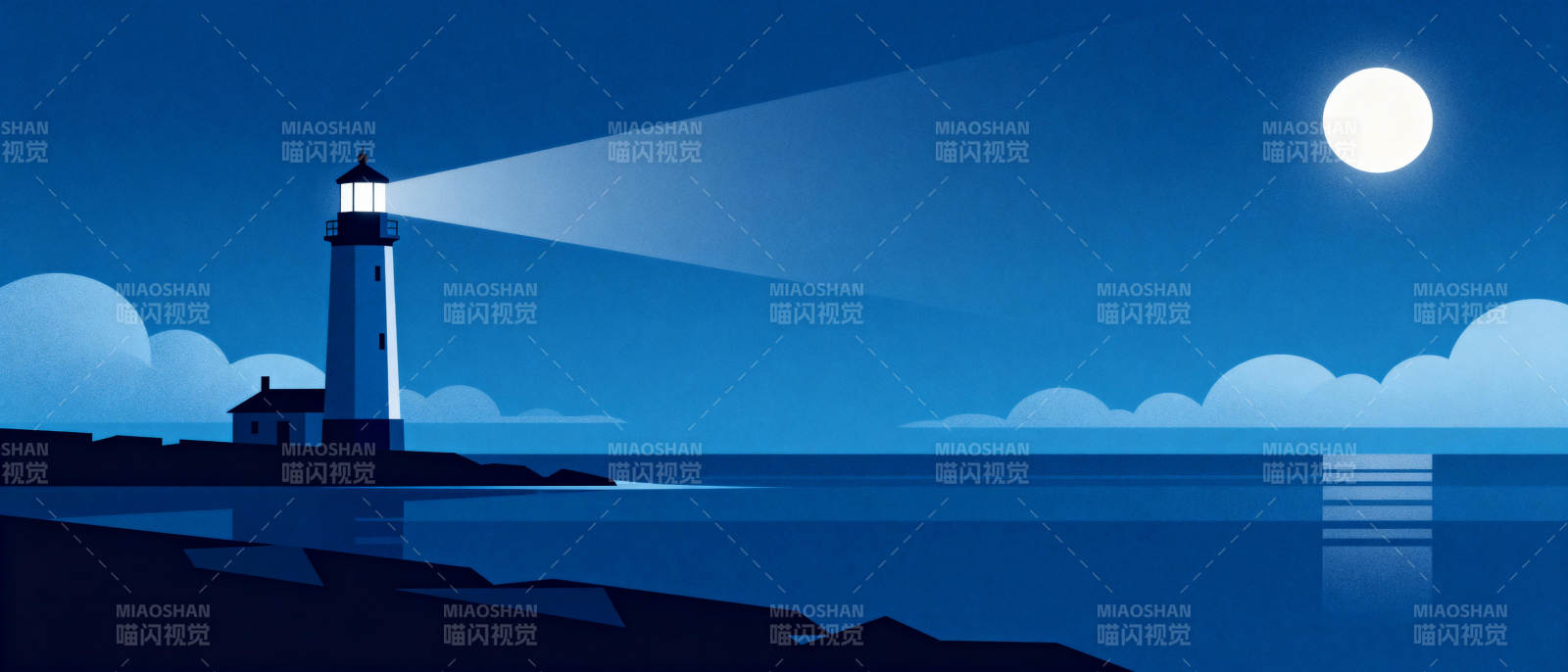 灯塔月夜图片