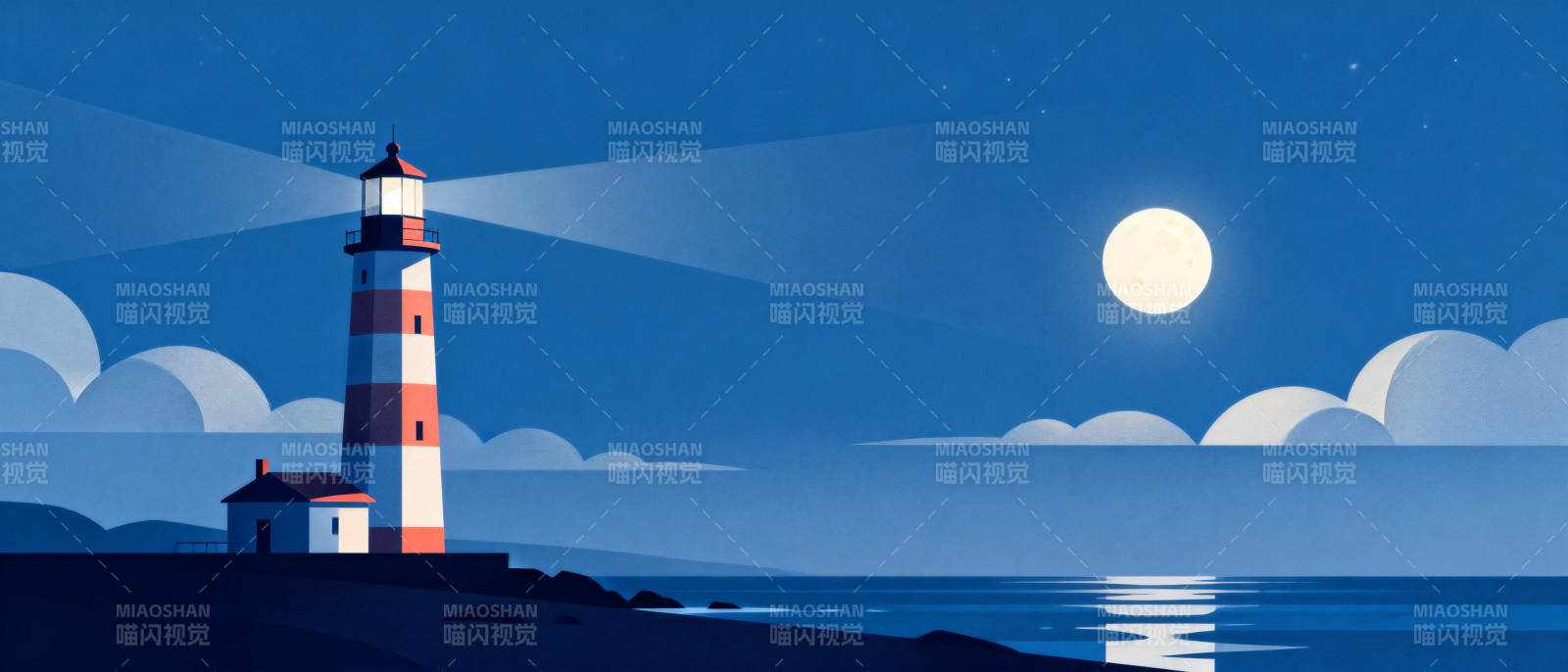 月夜灯塔图片