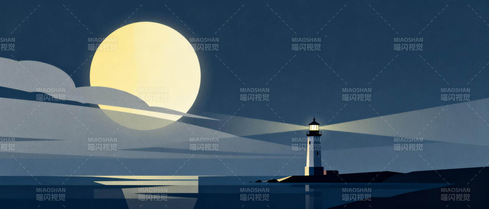 月夜灯塔图片