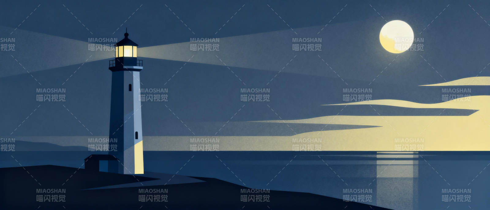 灯塔月夜图片
