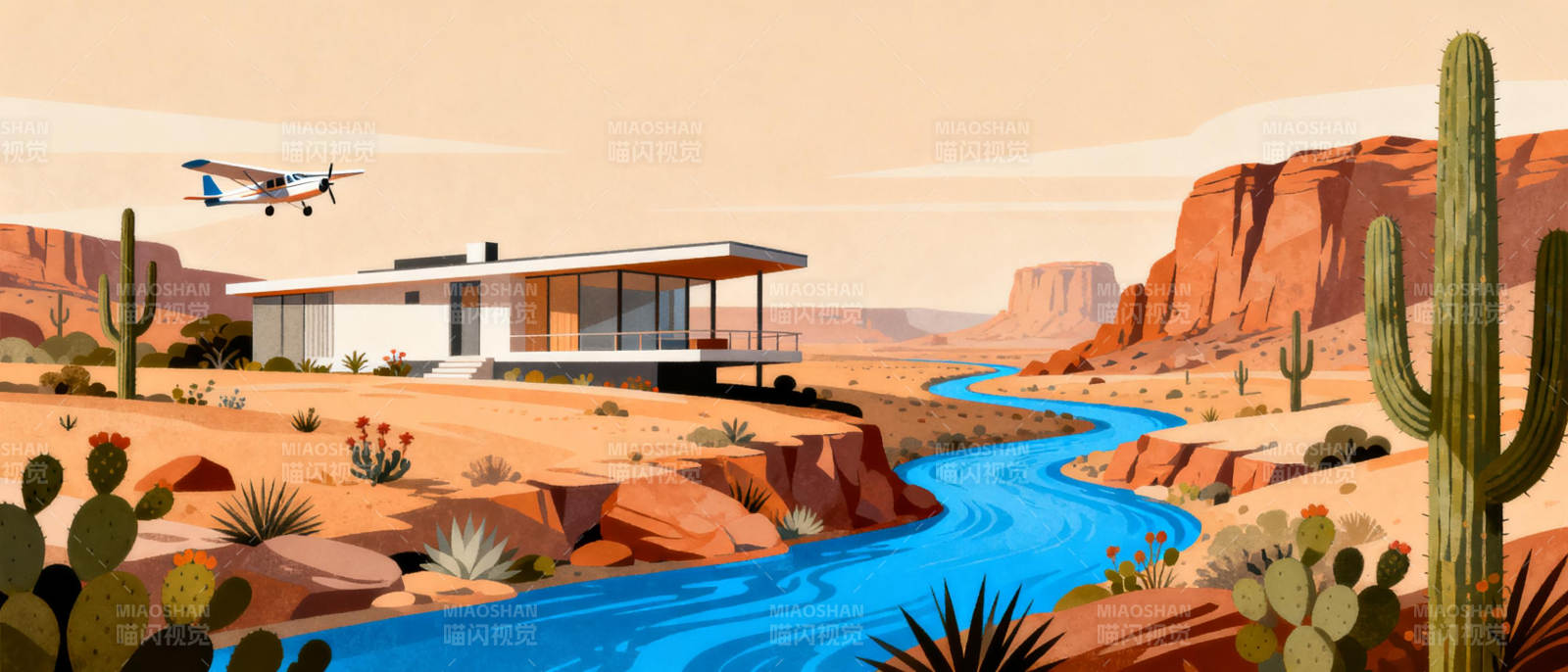 沙漠中的现代居所图片