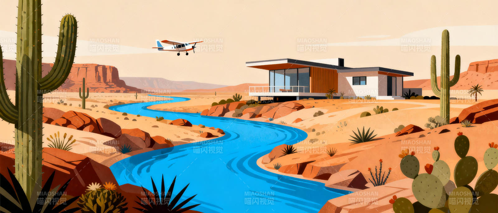 沙漠中的现代居所图片