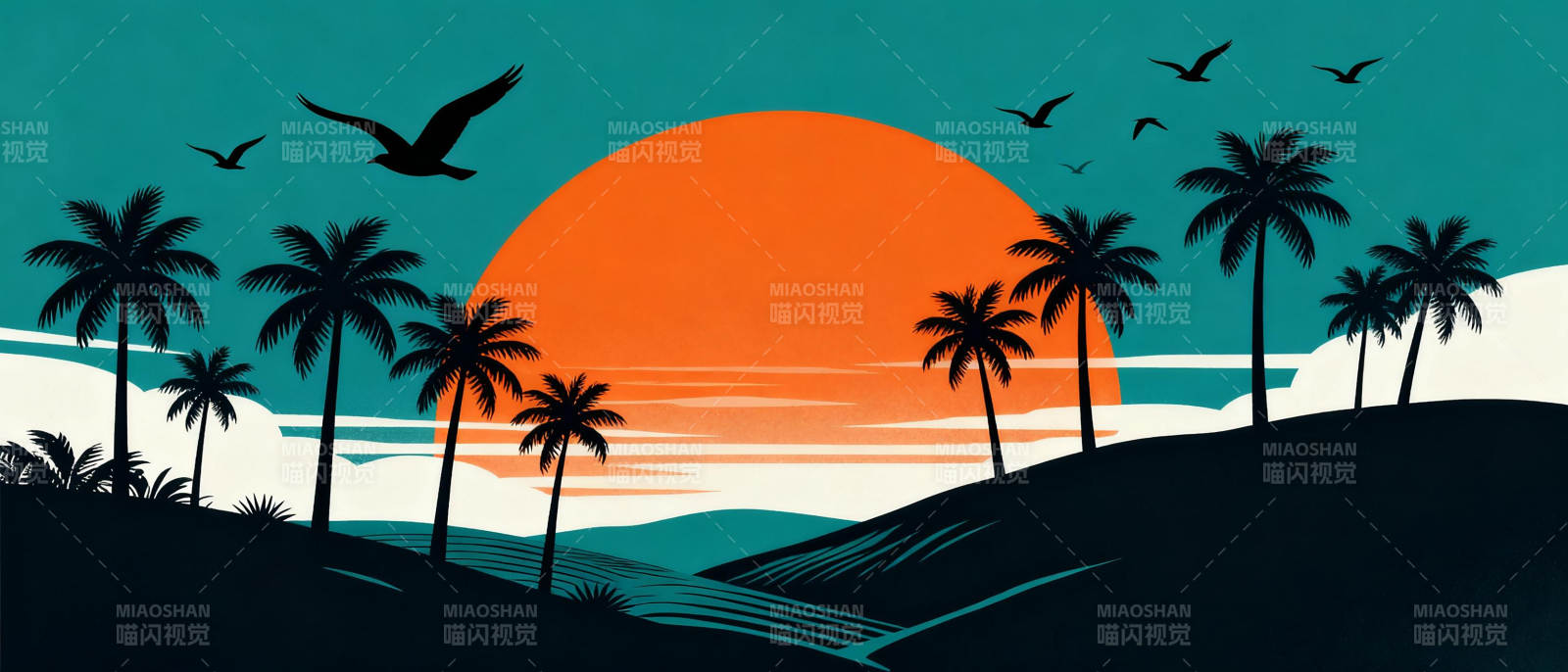 热带日落美景图片